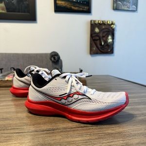 Saucony White and Red Athletic Shoes